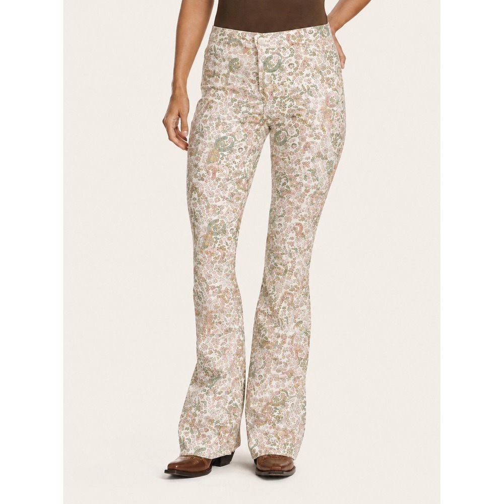 Rock & Roll Denim Womens 30 Floral Paisley Flare Pants Y2K Boho Western